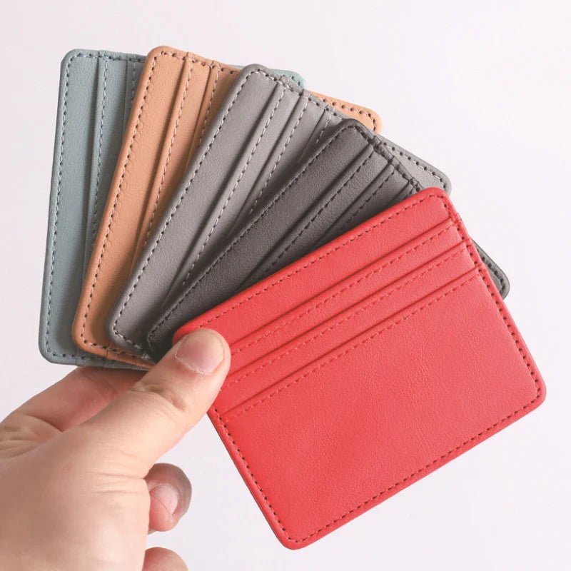 1Pc Pu Leather ID Card Holder | Slim Candy Color Credit Card Box