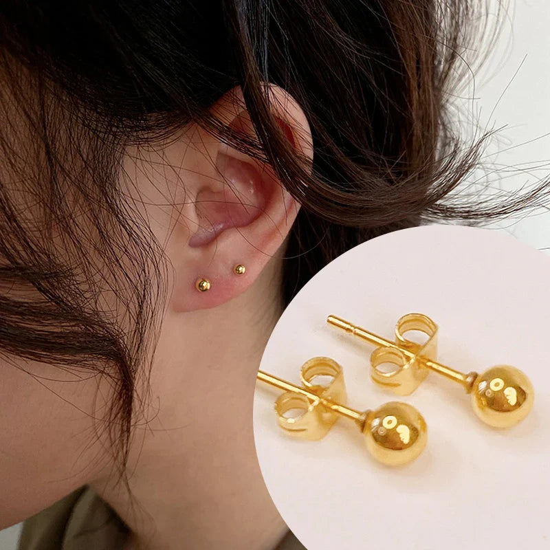 Multicolor Stainless Steel Ball Stud Earrings | Unisex Fashion Jewelry Gift