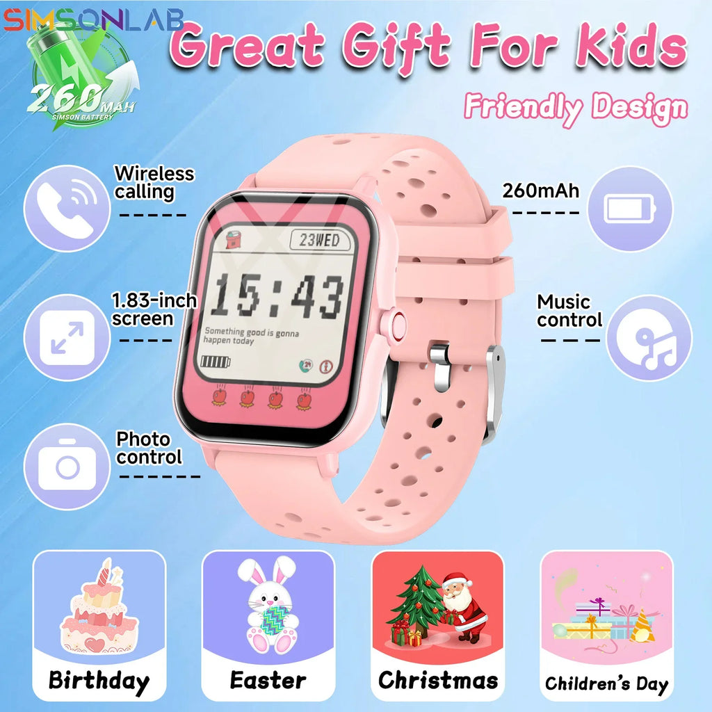 2026 Smartwatch with 1.83-Inch Screen | Bluetooth Call Fitness Tracker for Kids and Adults