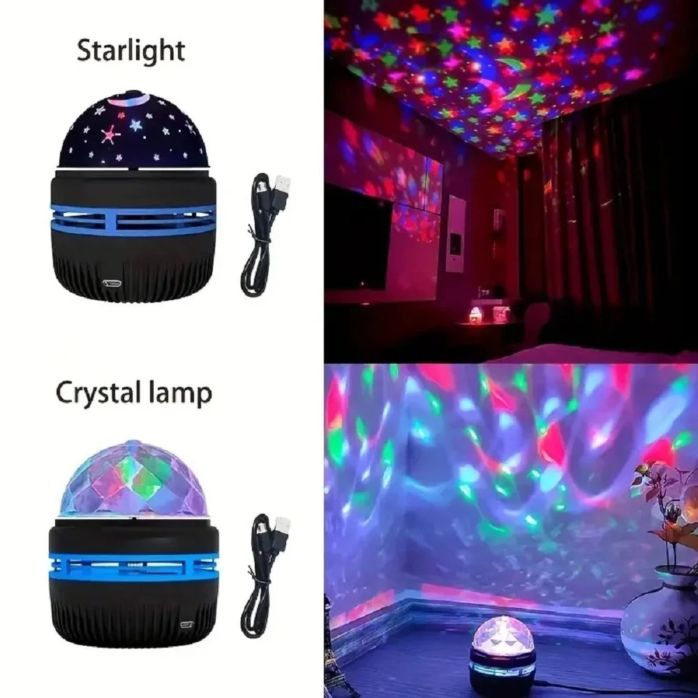 Starry Moon Night Light Projector | USB RGB Rotating Ambiance Lamp for Kids Room