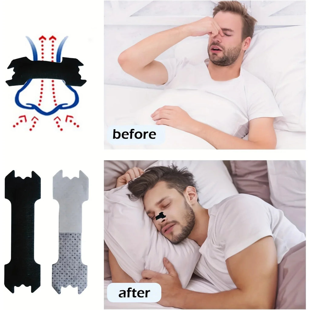 50pcs Black Breathe Right Nasal Strips | Breathable, Comfortable and Reusable for Restful Sleep