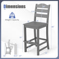 Set of 2 30 Inches HDPE Outdoor Counter Height Bar Stools with Backs-Gray