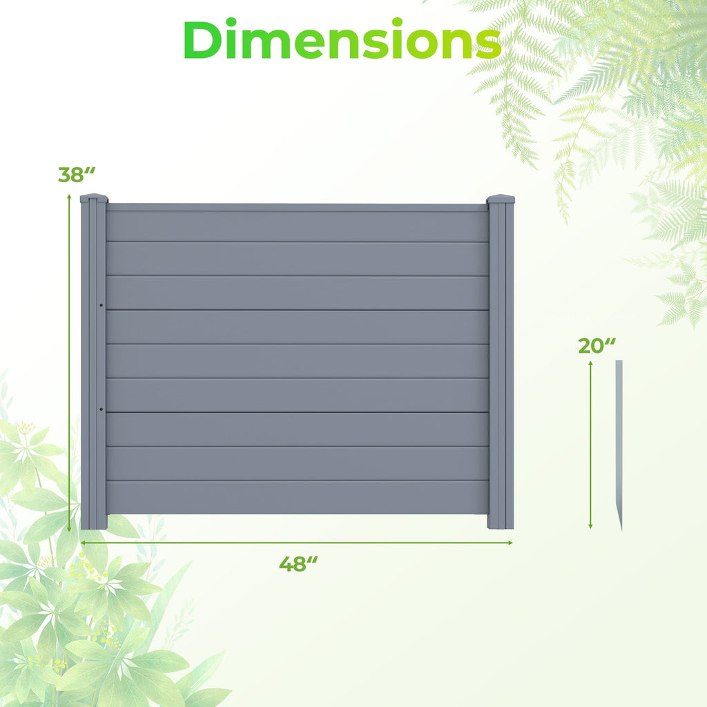 Set of 2 48 x 38 Inch Air Conditioner Fence 2 Panels with Metal Ground Stakes-Gray