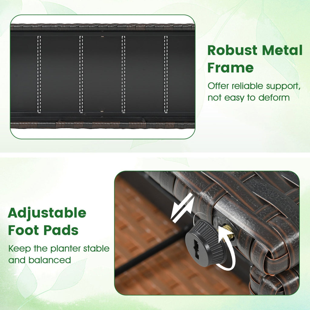 Set of 2 49 Inch Raised Garden Bed with Trellis and Wicker Planter Box