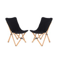 Set of 2 Bamboo Dorm Chair with Storage Pocket for Camping and Fishing