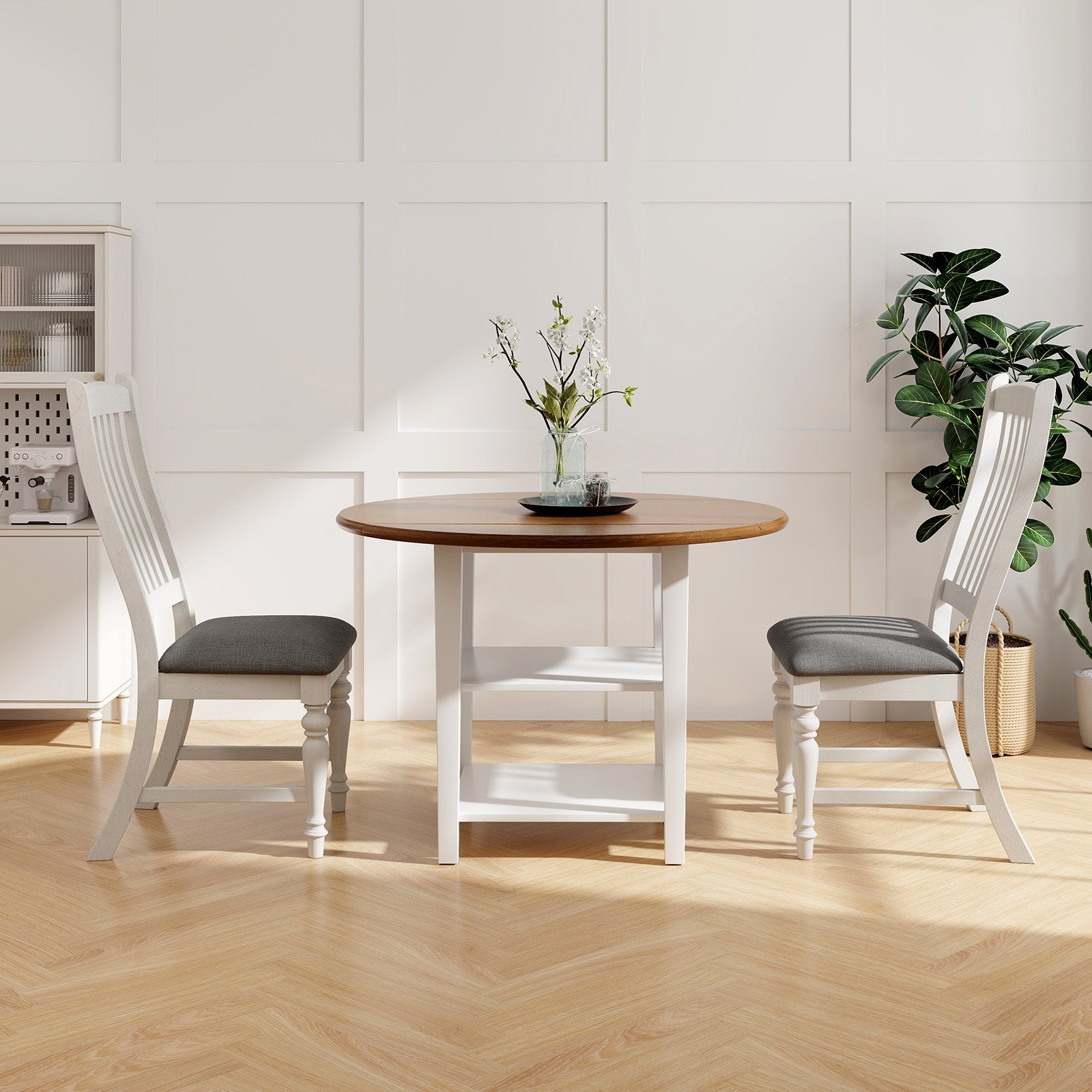 Set of 2 Dining Chairs Kitchen Side Chair with Solid Wood Legs