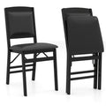 Set of 2 Folding Dining Chairs with Padded Seat and High Backrest-Brown