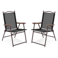 Set of 2 Patio Folding Sling Back Camping Deck Chairs