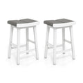 2 Pieces 26/31.5 Inch Upholstered Saddle Barstools with Padded Cushions
