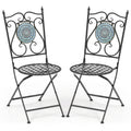 Set of 2 Mosaic Chairs for Patio Metal Folding Chairs