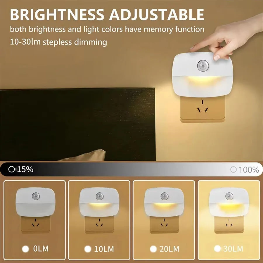 EU Plug Night Light with PIR Sensor | Automatic On/Off LED for Bedroom and Hallway