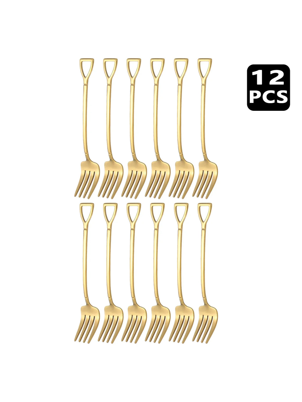 4 8 12 Piece Stainless Steel Dessert Fork Set | Shovel Shaped Small Fruit Fork for Parties