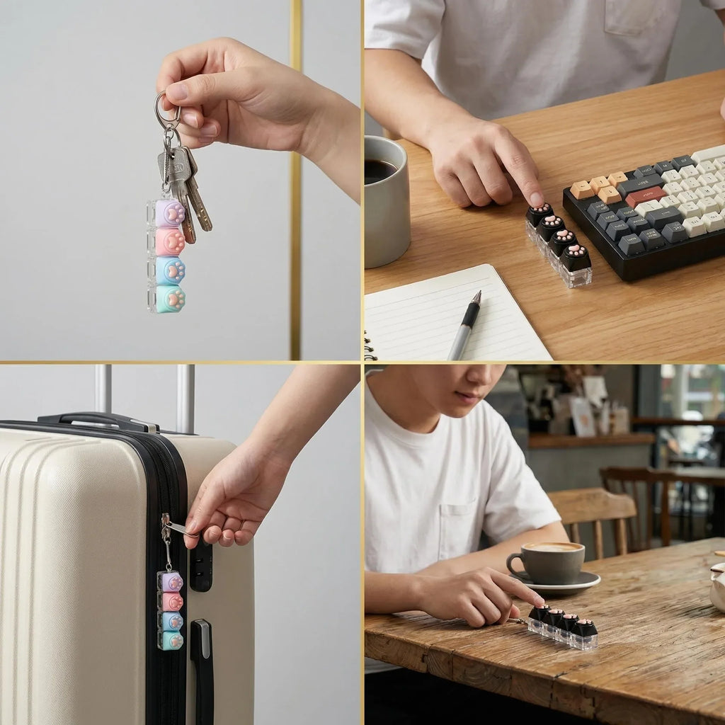 Crystal Clicker LED Keyboard Keychain | Stress Relief Fidget Toy for Adults and Kids