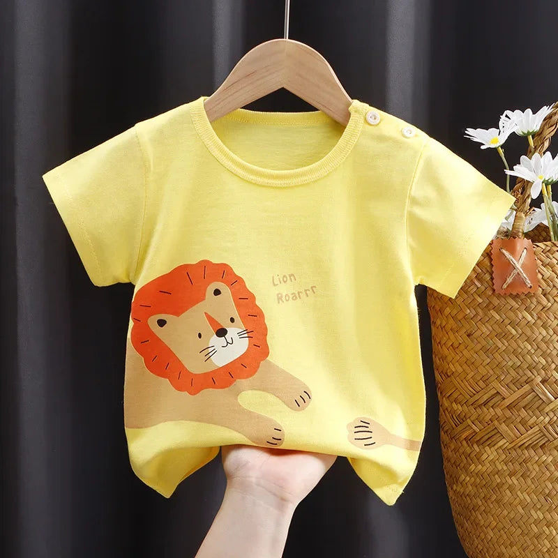Kids Cartoon Cotton T-Shirt – Soft Summer Tee for Babies and Toddlers, Unisex Casual Top