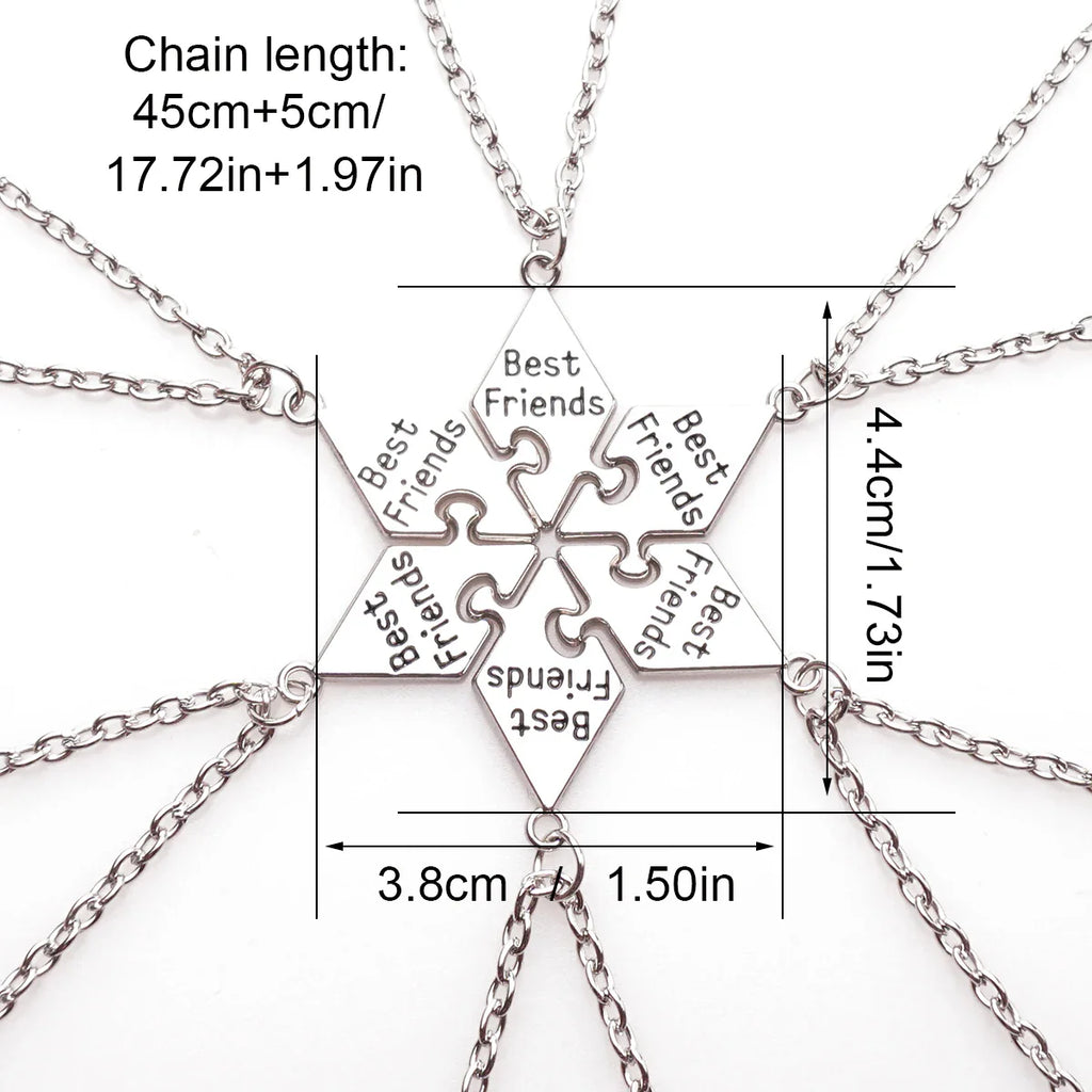 6 Pcs/Set Best Friend Pendant Necklace Set | Friendship Jewelry Gift