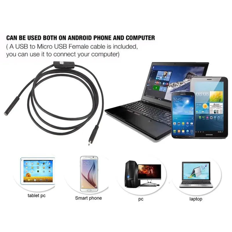 Flexible Endoscope Camera 5.5mm | Mini Industrial Borescope for Android Phone and PC
