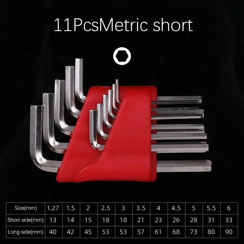 5/8/11 Pcs Metric Allen Wrench Set | Chrome Vanadium Steel Short Arm Hex Key Kit for Vehicle Repair