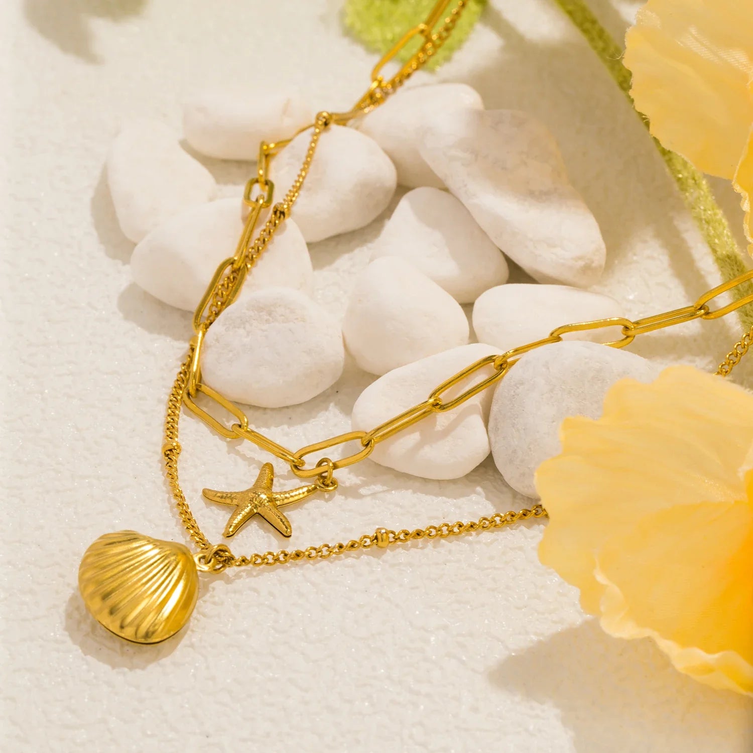 Double Layer Seashell Necklace | Summer Beach Jewelry for Women