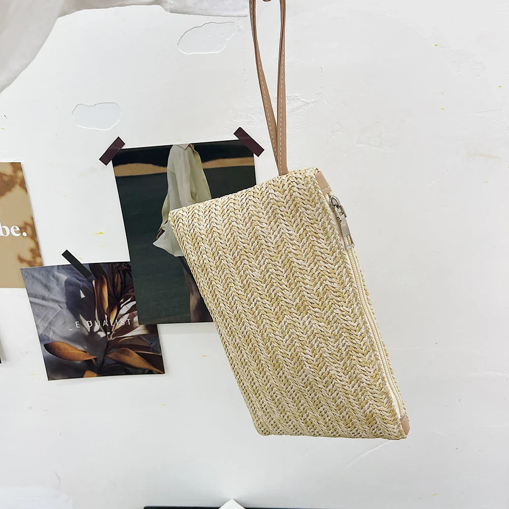 Bohemian Woven Clutch Wristlet Bag | Summer Beach Handbag for Women