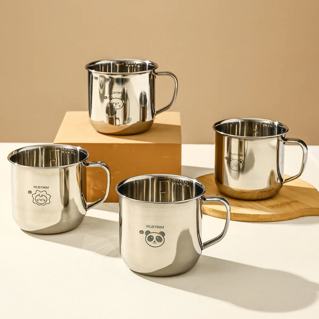 Stainless Steel Kids Water Cup with Handle | 300ml Anti-Scald Mini Mug