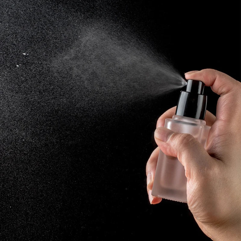 15/30ml Empty Pump Bottle Glass Liquid Foundation Container | Transparent Square Refillable Travel Bottle