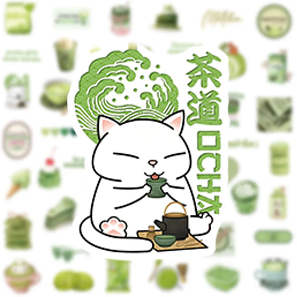 Matcha Girl Stickers Set | 50 Cute Cartoon Decals for Notebooks, Laptops & Luggage