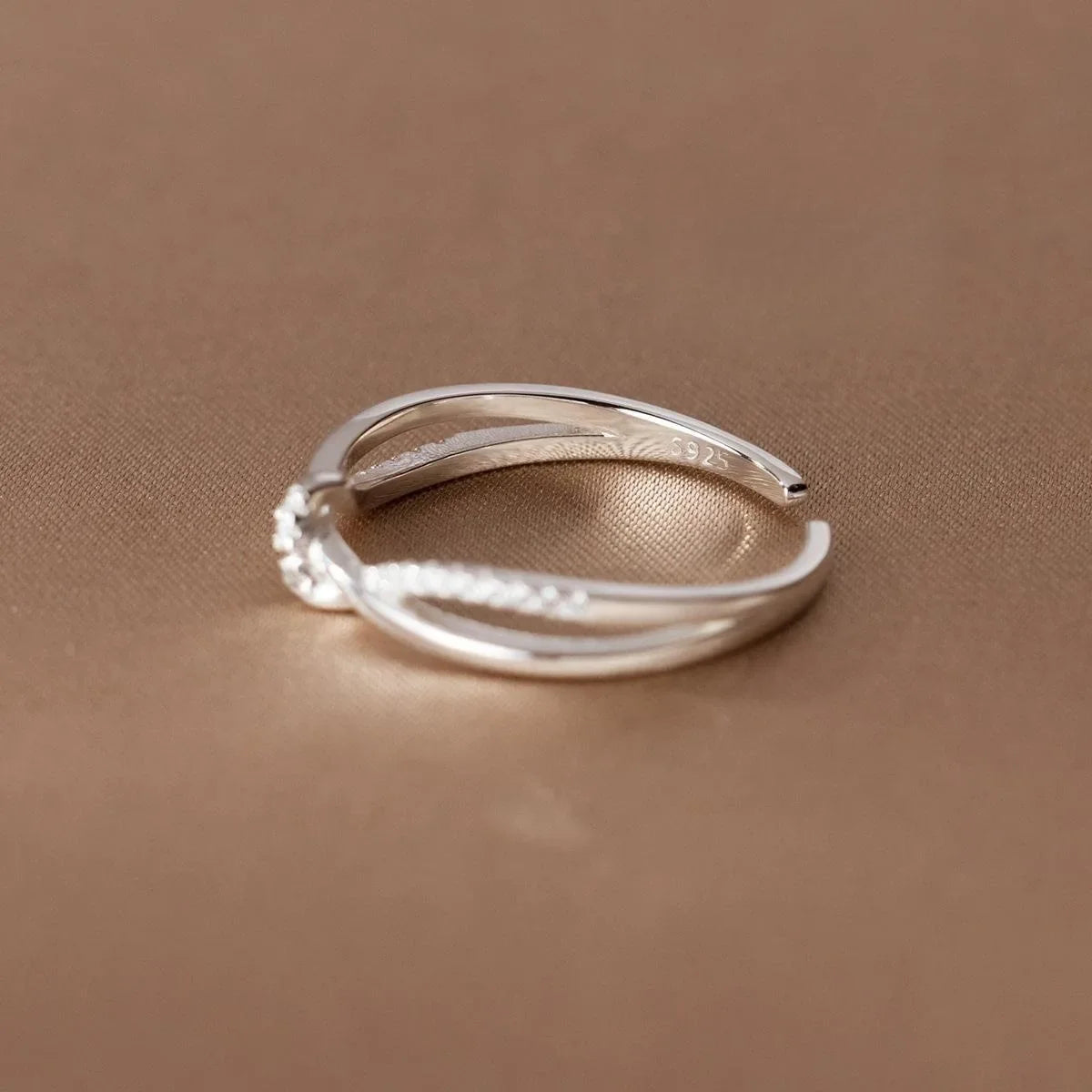 925 Sterling Silver Cross Knotting Zircon Ring | Women's Wedding Cocktail Jewelry