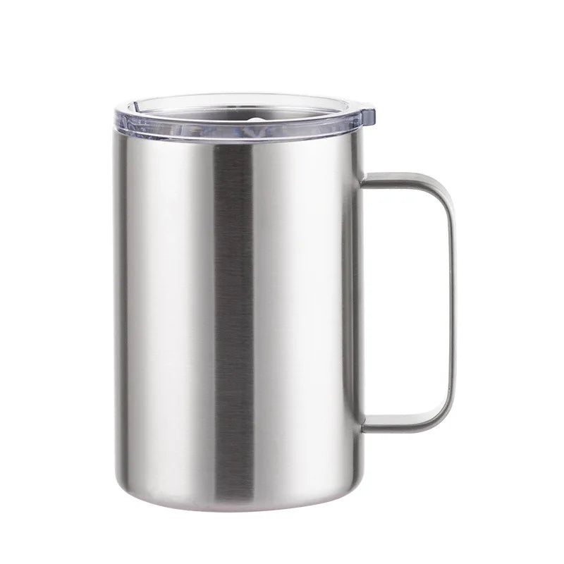 Double Wall Stainless Steel Coffee Mug | Insulated Thermos Vacuum Cup with Handle