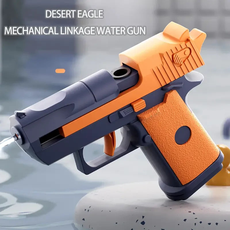 Mini Desert Eagle Water Gun | Mechanical Continuous Firing Toy for Kids Summer Play