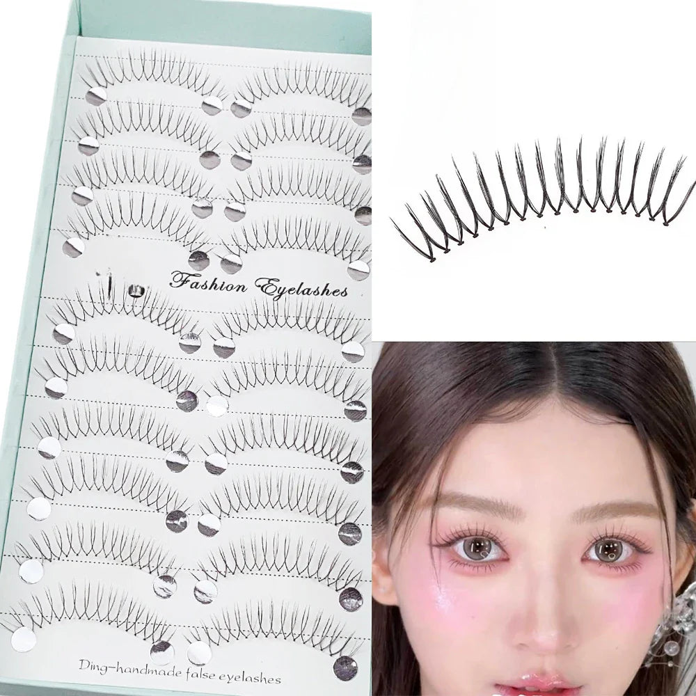Anime Style False Eyelashes 10 Pairs | 11mm C-Shaped Curled DIY Strip Lashes