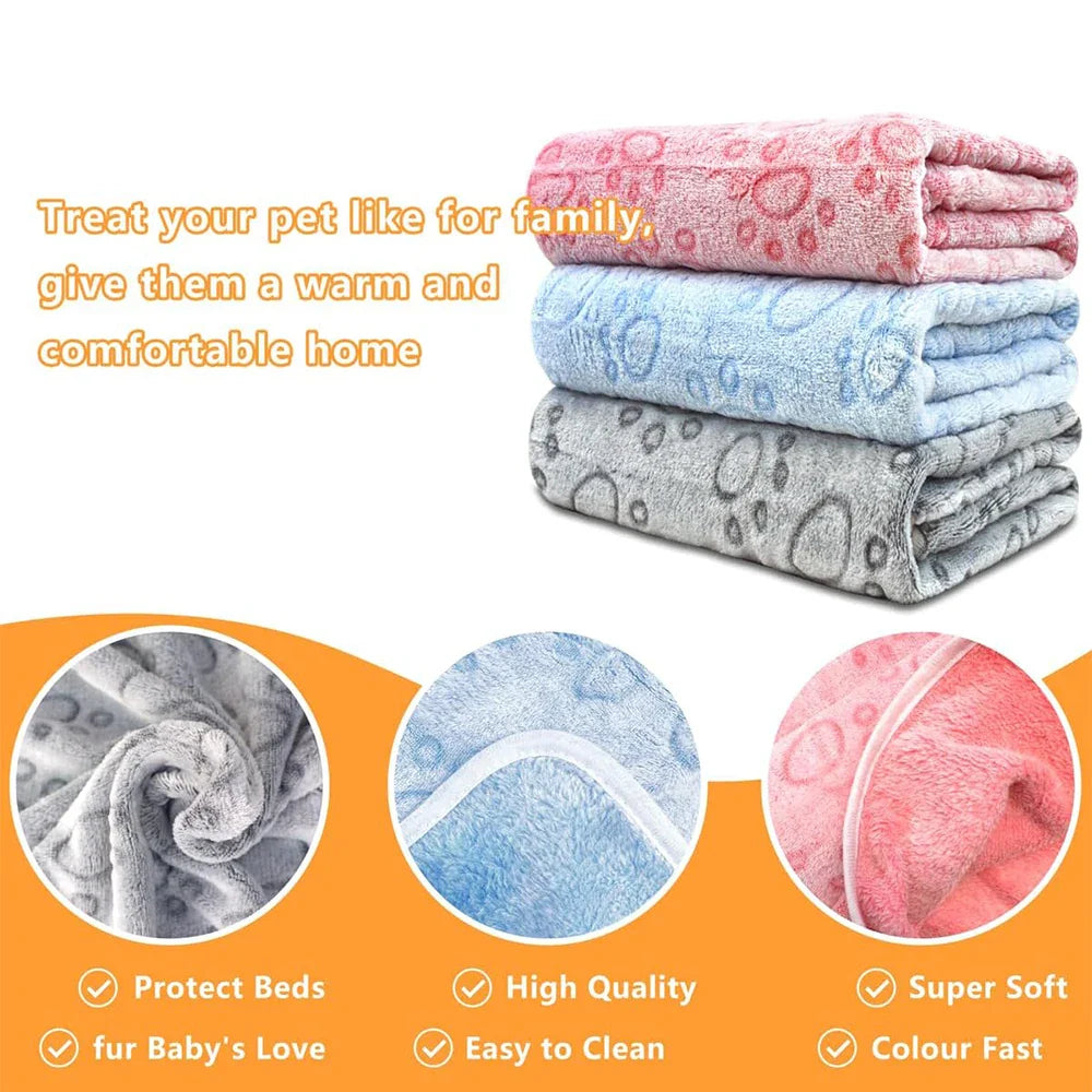 Ultra-Soft Paw Print Dog Blanket | Cozy Machine Washable Pet Bed Pad