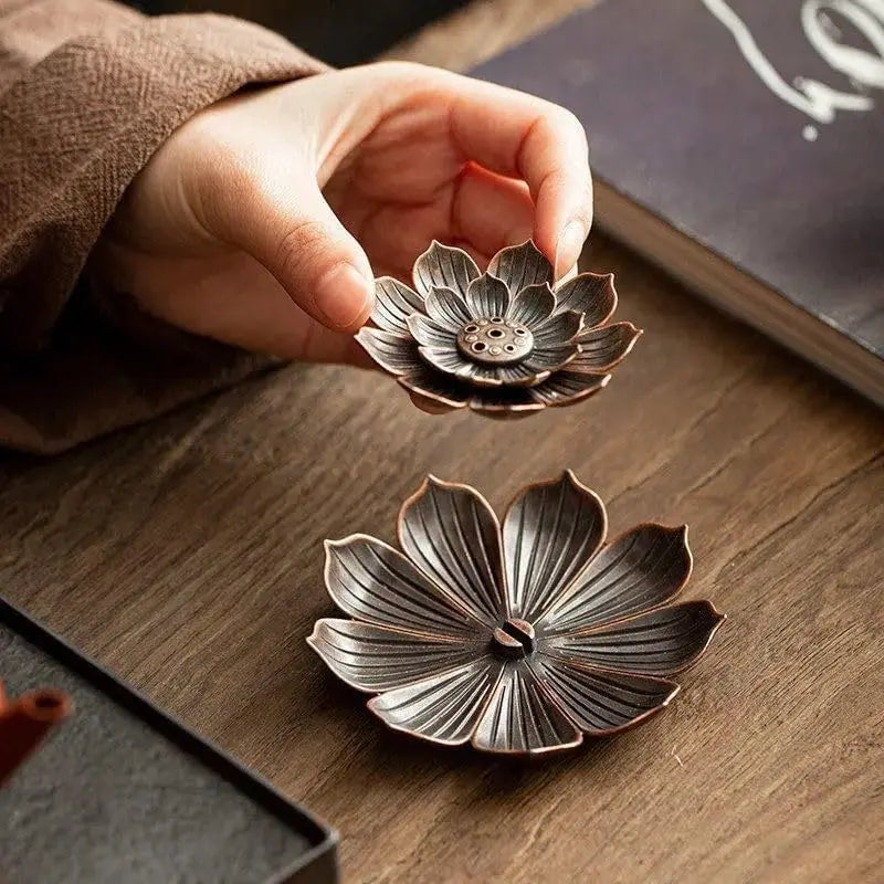 Lotus Alloy Incense Burner Stick Holder | Buddhism Meditation Decor