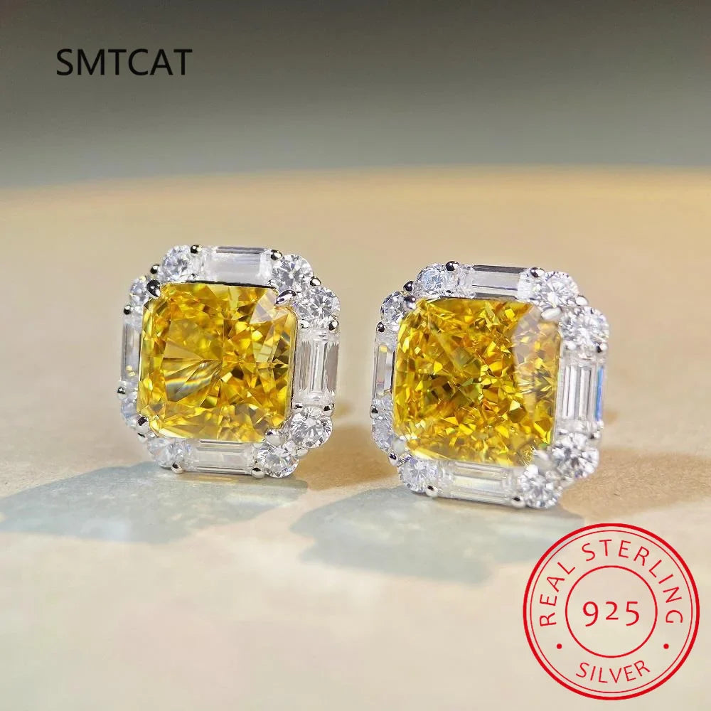 100% 925 Sterling Silver Citrine Stud Earrings | Fine Gemstone Jewelry