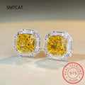 100% 925 Sterling Silver Citrine Stud Earrings | Fine Gemstone Jewelry