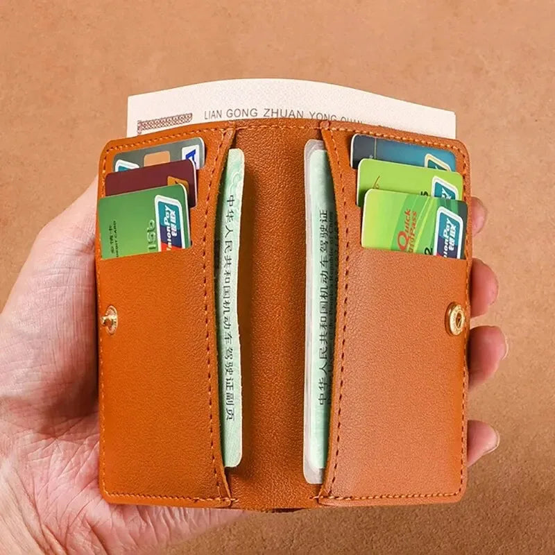 PU Leather Slim Bifold Wallet | Minimalist Credit Card & Coin Holder