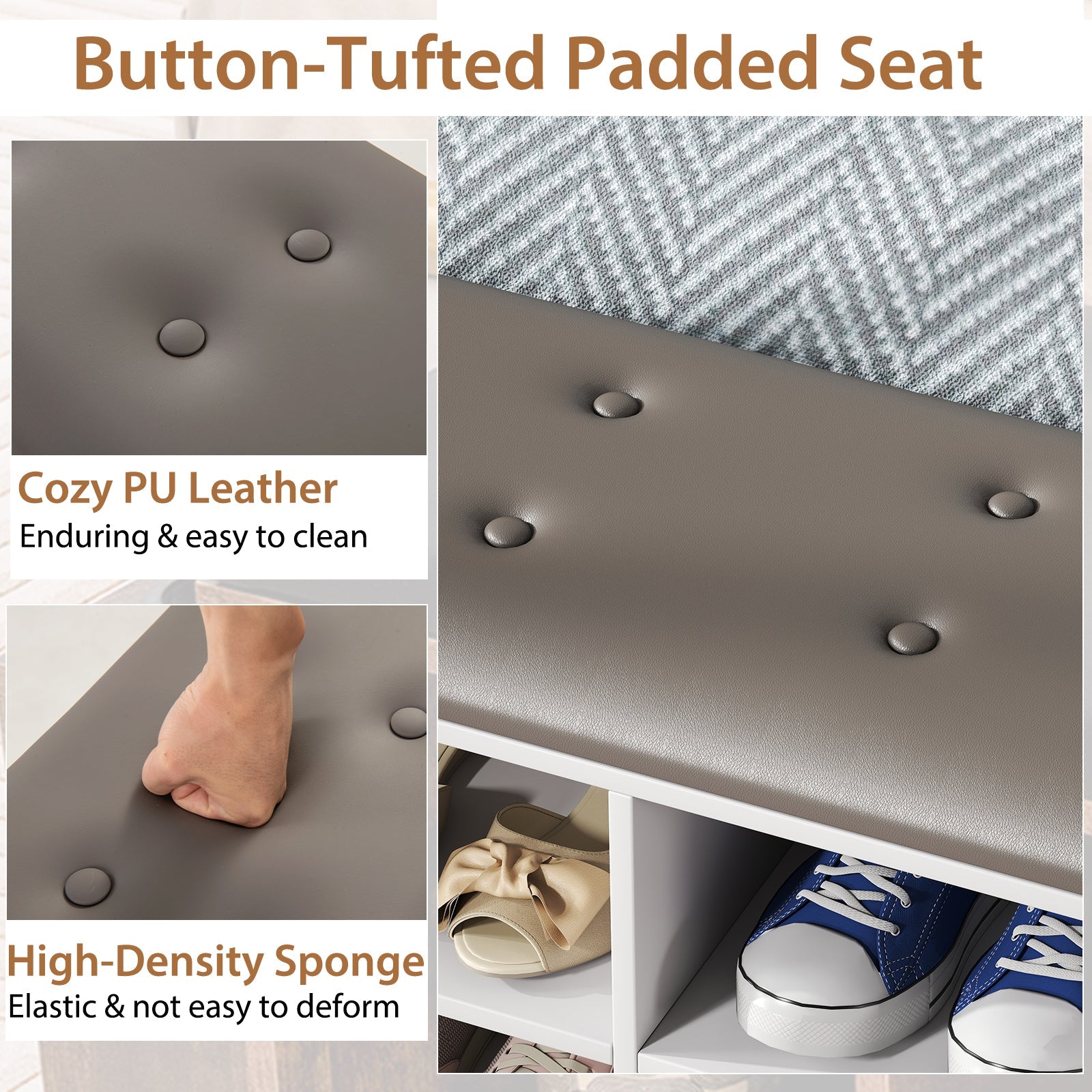 Shoe Storage Bench with Umbrella Stand and Adjustable Shelf