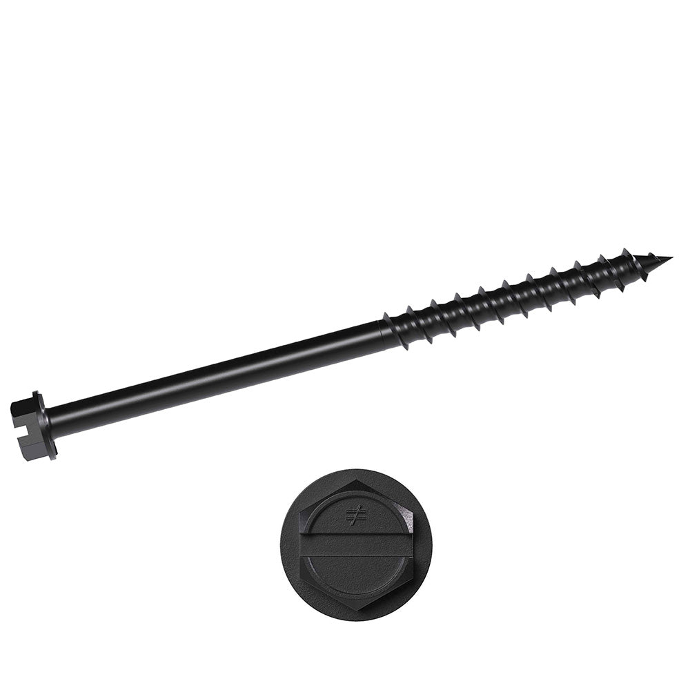 1/4 x 1 3/4 Simpson Hex Head Titen Turbo™ Concrete and Masonry Screw Anchor Zinc Plated w/ Ceramic Coat Black (5/16 in. Hex) - Box (100)