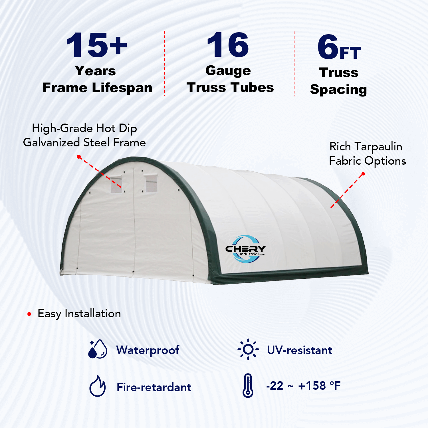 W20'xL30'xH12' Single Truss Arch Storage Shelter