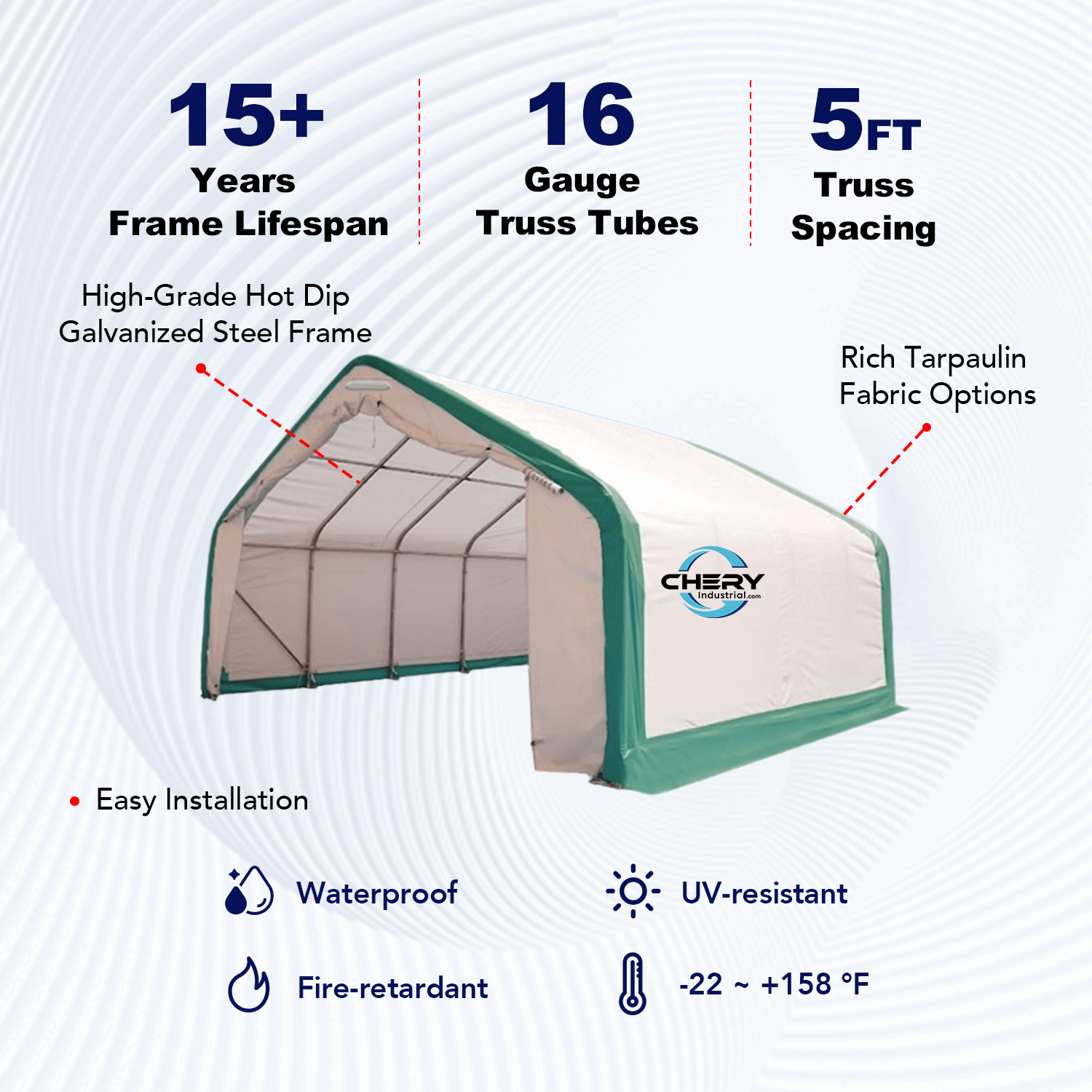 W20'xL40'xH12' Single Truss Storage Shelter