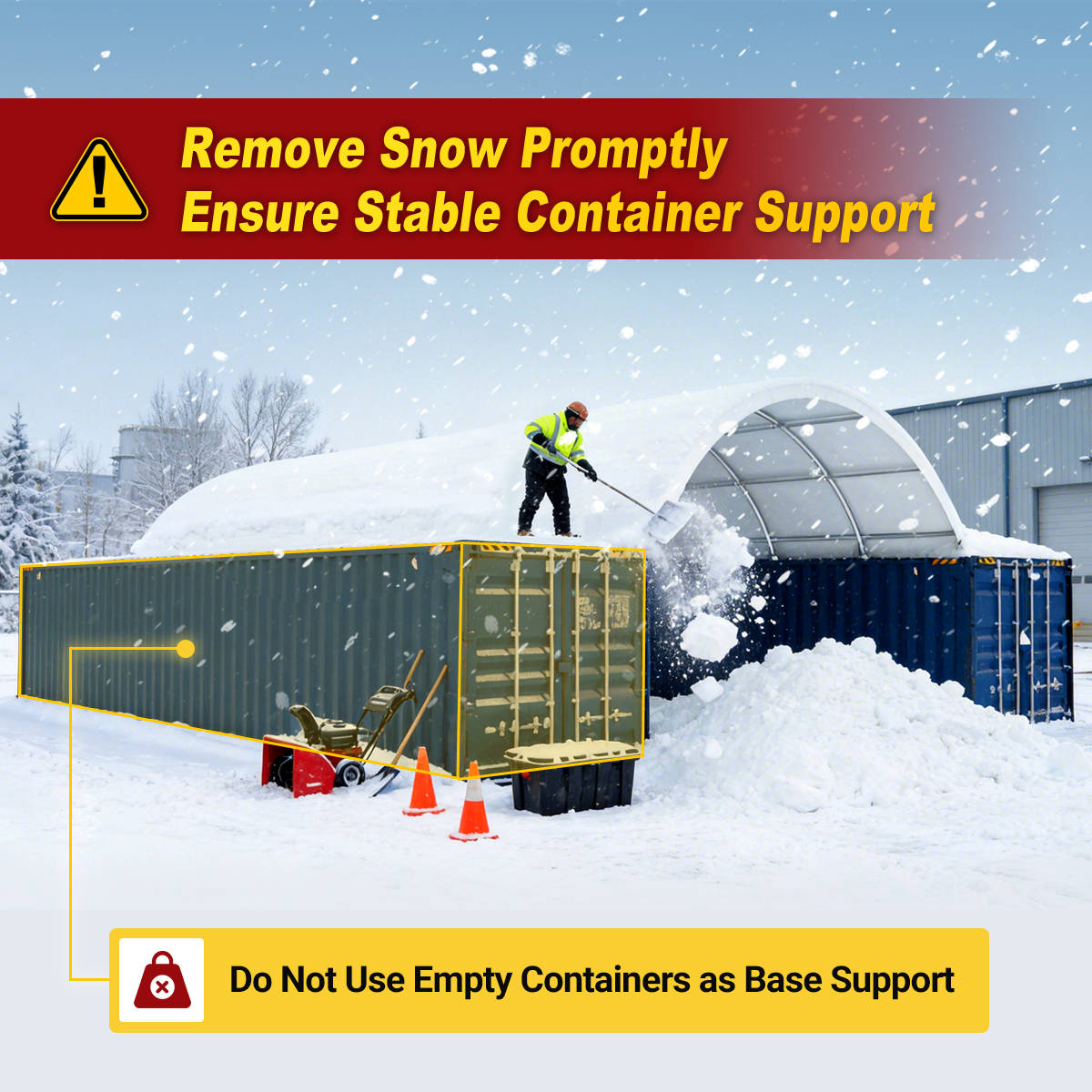Reinforced 60'x40'x22' Double Truss Container Canopy Shelter