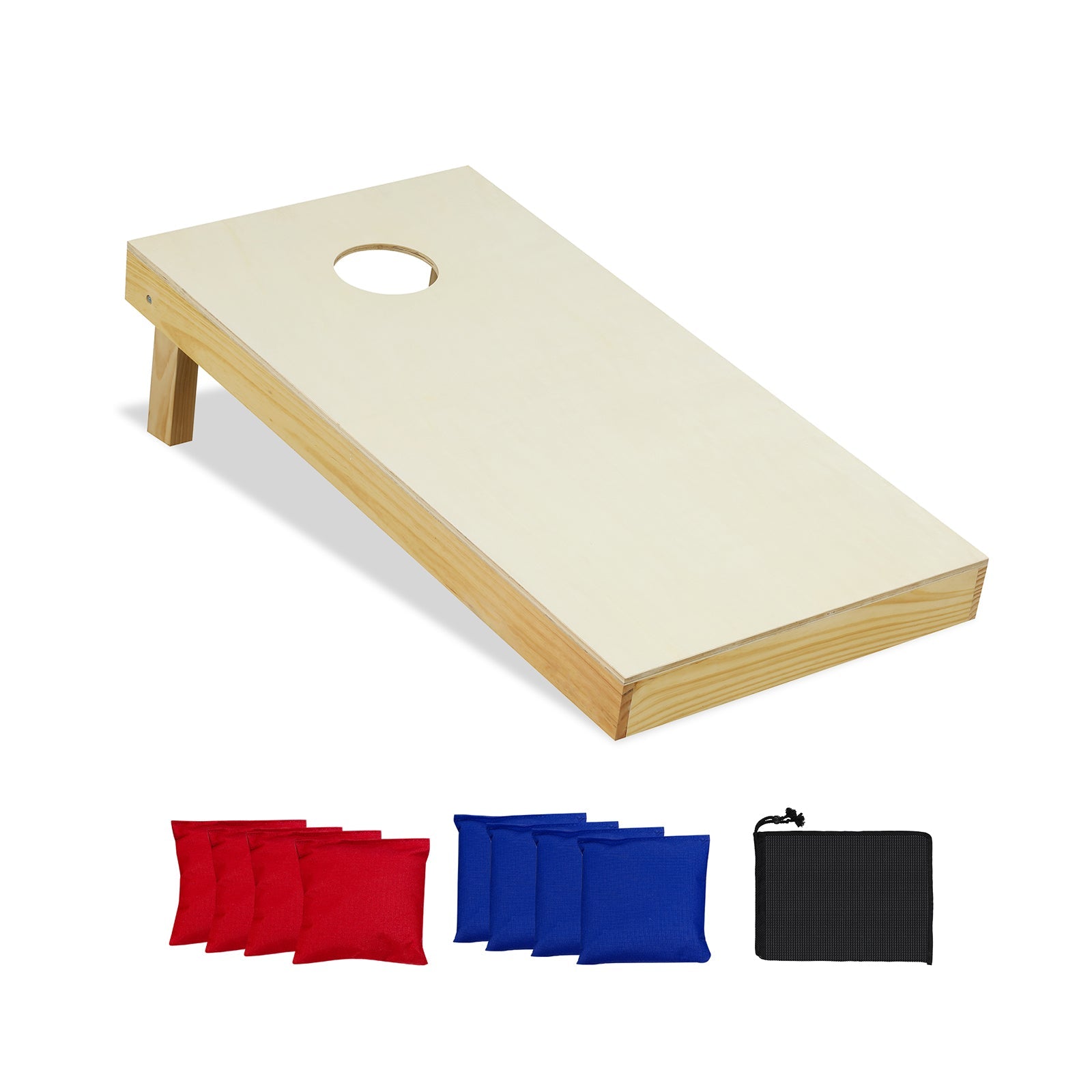 Solid Wood Cornhole Board Set Portable Corn Hole Game Board Includes 8 Bean Bags