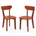 Solid Wood Dining Chair Set of 2 with Curved Backrest and Rubber Wood Frame-Espresso