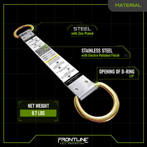 Frontline ROSU02SS Stainless Steel Permanent Use Roof Anchor (Double D-Ring)