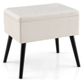 Velvet Storage Ottoman with Solid Wood Legs for Living Room Bedroom