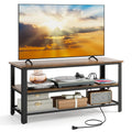 Industrial TV Stand up to 50 Inches with Power Outlets and USB Ports-Rustic Brown