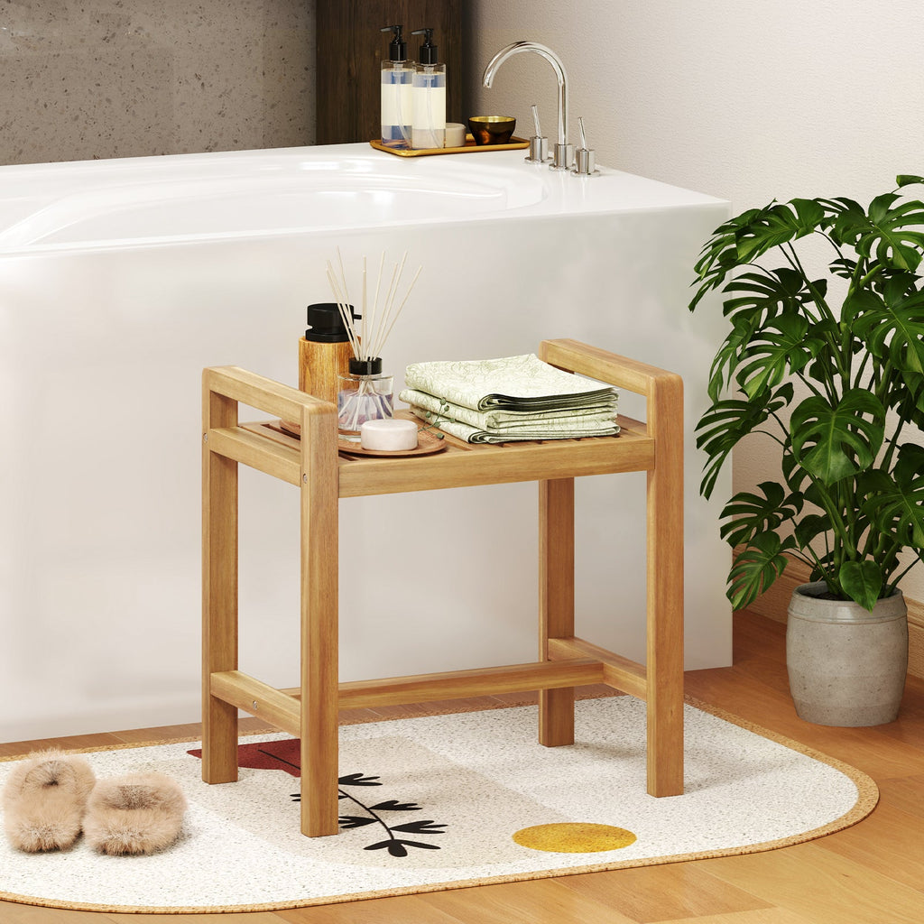 Teak Wood Shower Bench for Inside Shower Shaving Legs