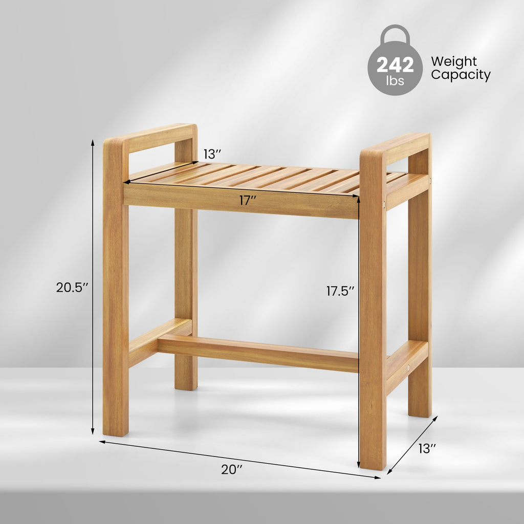 Teak Wood Shower Bench for Inside Shower Shaving Legs
