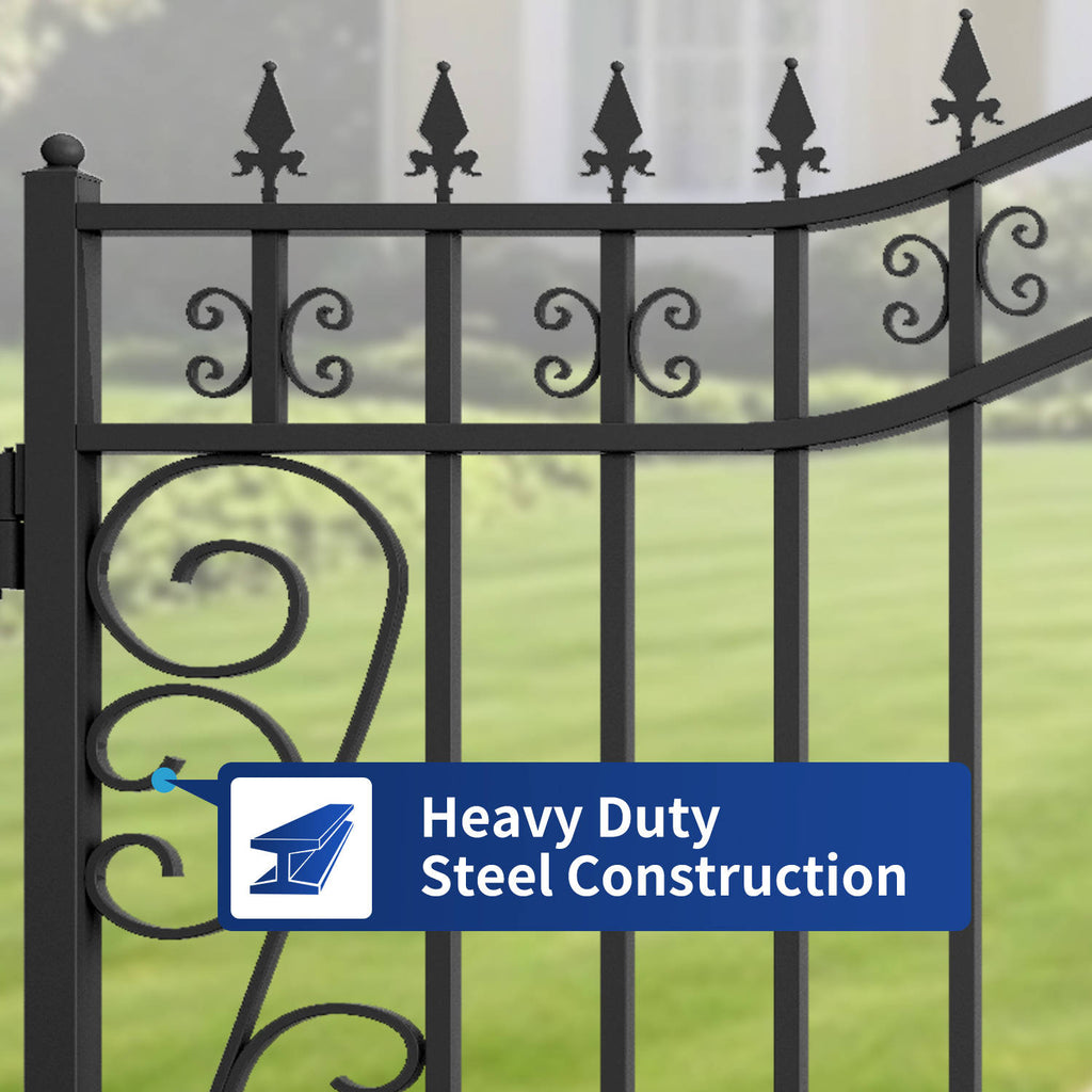 16x8 ft Dual Swing Driveway Gate with Star Pattern