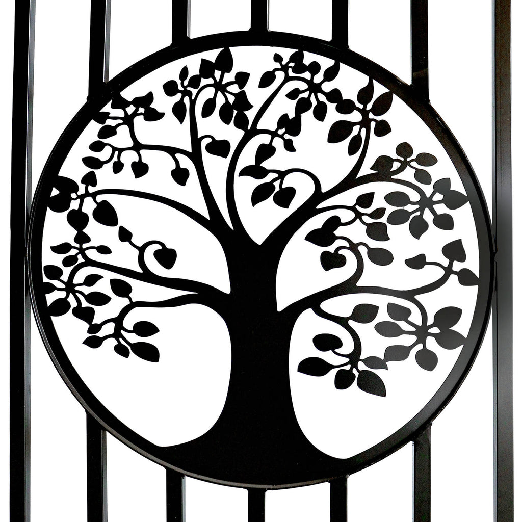 16x8 ft Steel Dual Swing Driveway Gate with Tree Pattern
