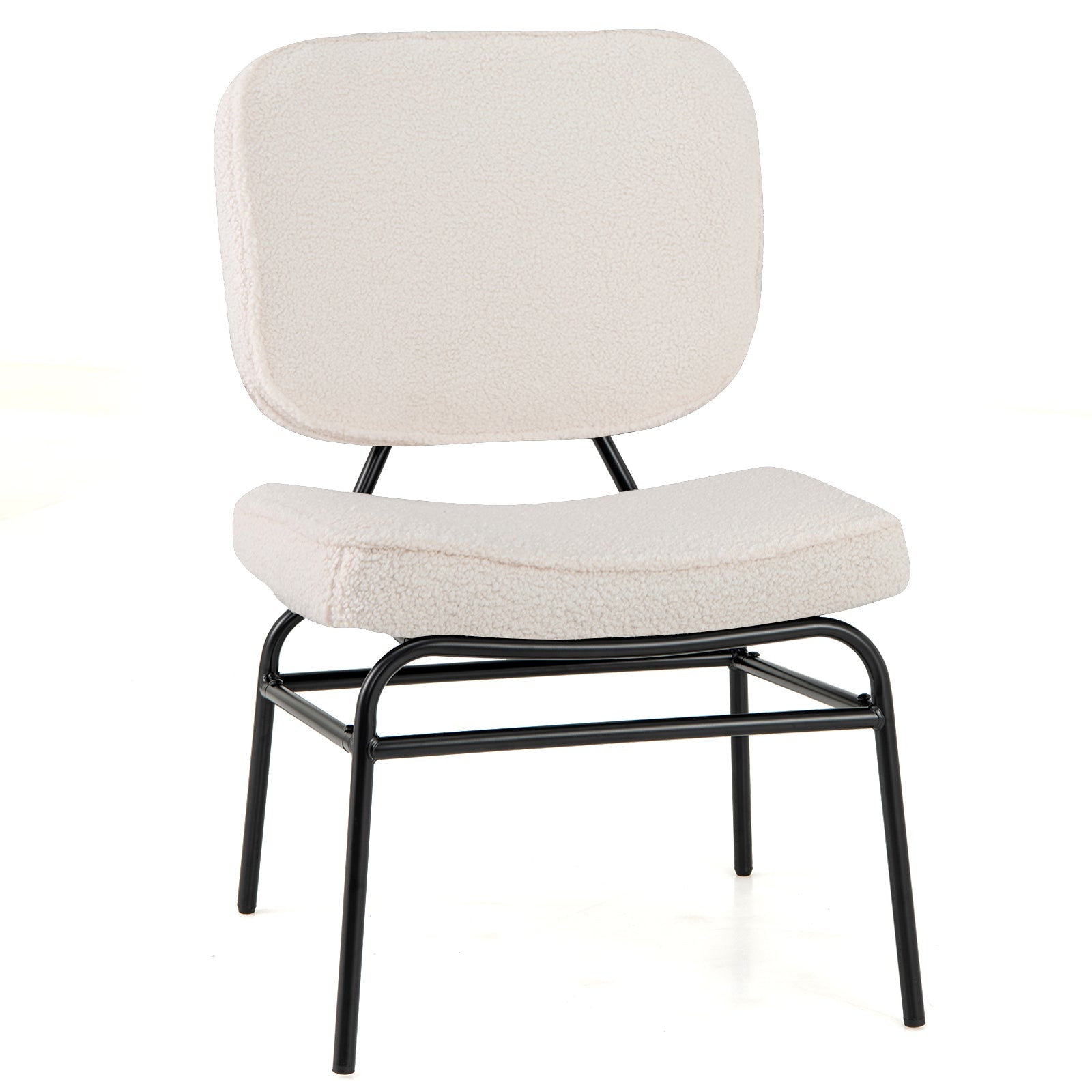 Upholstered Accent Chair Sherpa Reading Chair with Sponge Padding